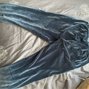 Wildfang Lucca Velvet Trousers in Deep Blue, above ankle length